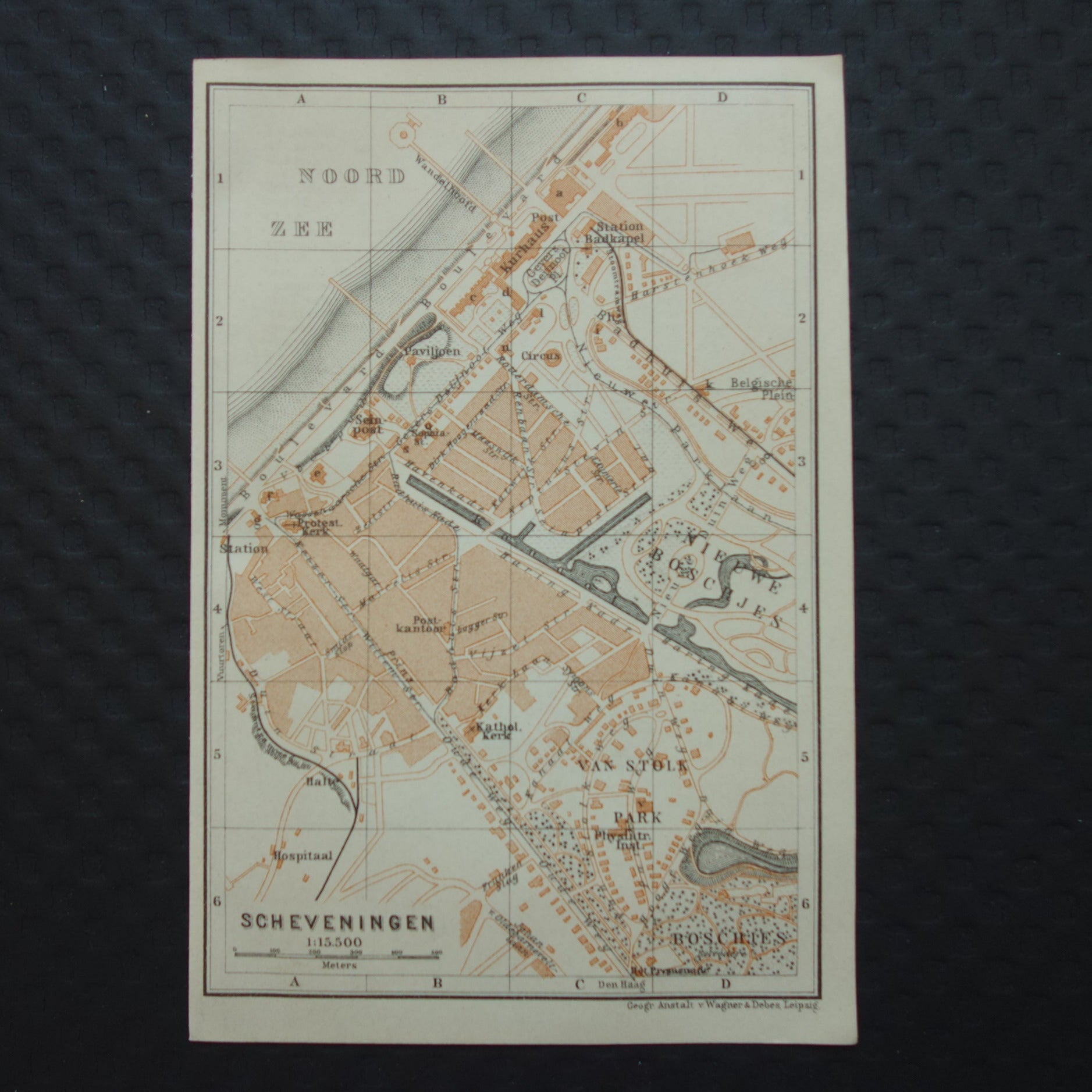 SCHEVENINGEN oude plattegrond van Scheveningen uit 1904 kleine originele antieke kaart Nederland