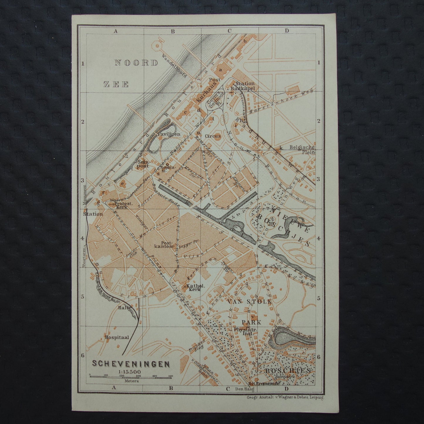 SCHEVENINGEN oude plattegrond van Scheveningen uit 1904 kleine originele antieke kaart Nederland
