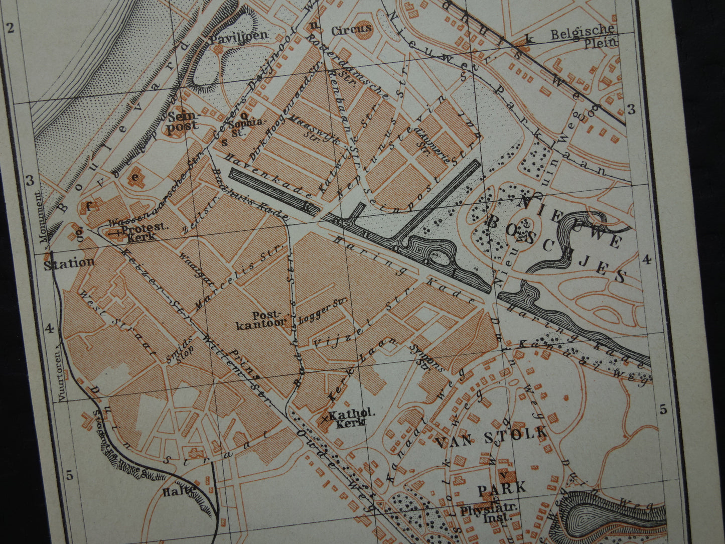 SCHEVENINGEN oude plattegrond van Scheveningen uit 1904 kleine originele antieke kaart Nederland