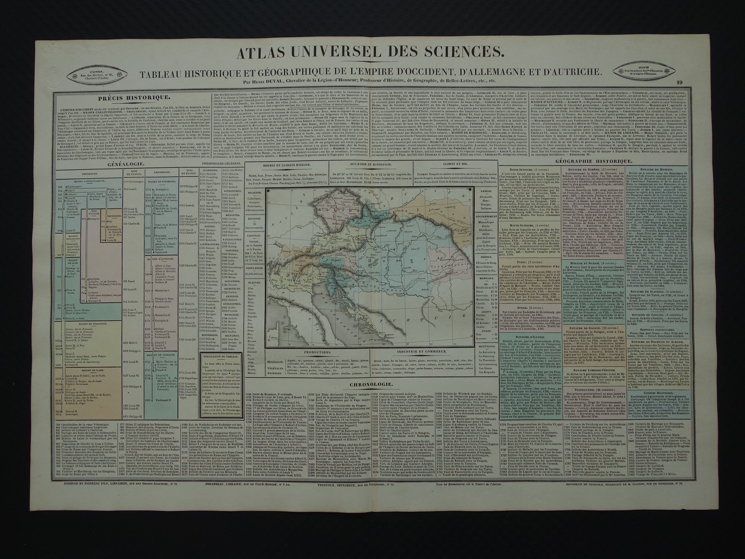 Heilige Roomse Rijk oude kaart Oostenrijk Hongarije 1837 grote antieke ...