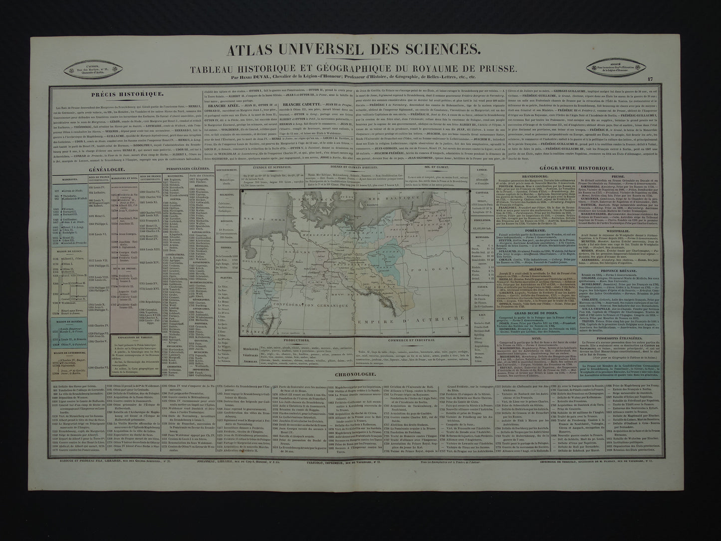 PRUISSEN oude kaart Koninkrijk Pruissen 1837 grote antieke gravure over geschiedenis van Duitsland met vintage landkaart