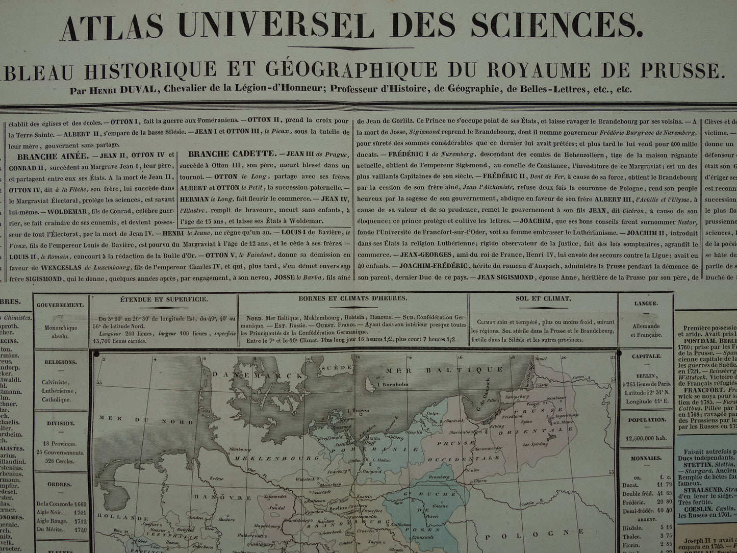 17 Tableau historique et geographique du royaume de Prusse