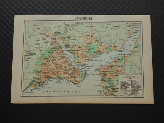 ISTANBUL Kleine oude Nederlandse kaart van Istanbul Turkije uit 1935 originele vintage plattegrond Istanboel