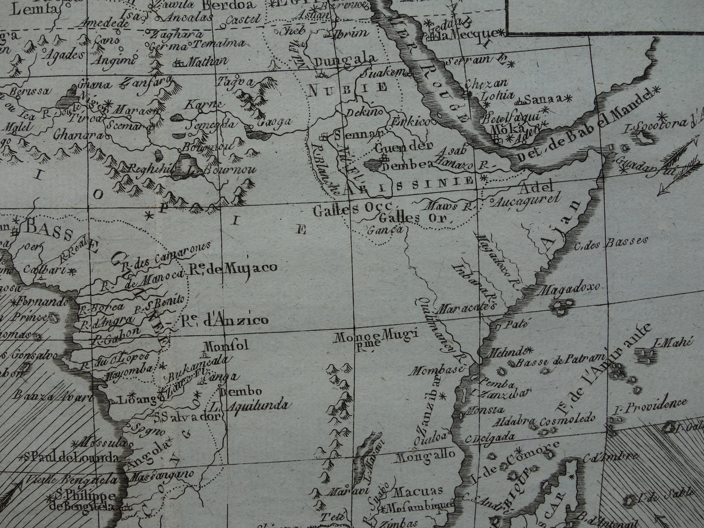 1780 Oude kaart van Afrika Originele Antieke landkaart - Raynal Bonne Afrique