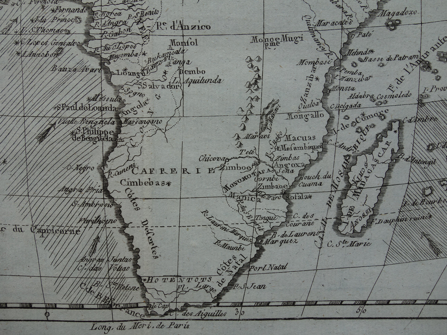 1780 Oude kaart van Afrika Originele Antieke landkaart - Raynal Bonne Afrique