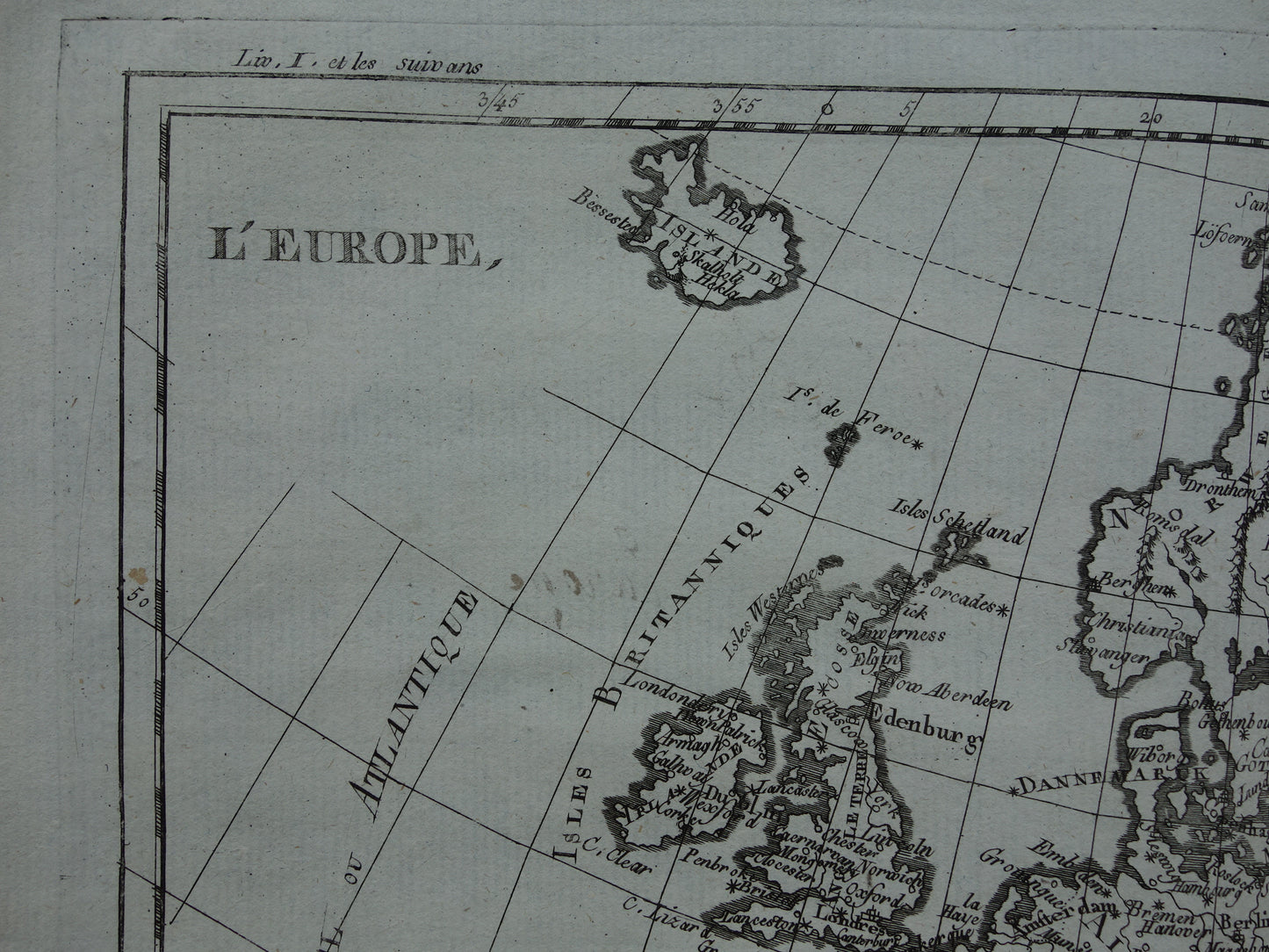 1780 Oude kaart van Europa Originele Antieke landkaart - Raynal Bonne Europe