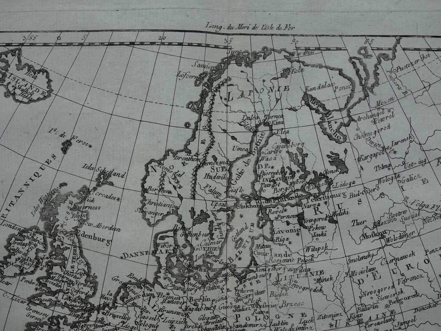 1780 Oude kaart van Europa Originele Antieke landkaart - Raynal Bonne Europe