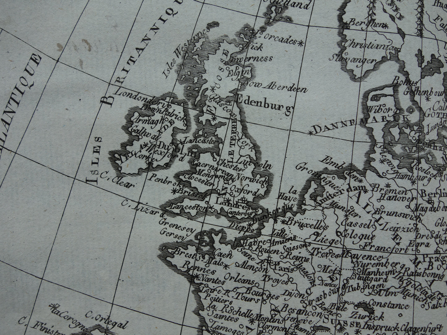 1780 Oude kaart van Europa Originele Antieke landkaart - Raynal Bonne Europe