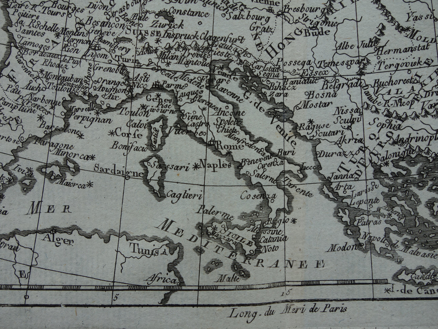 1780 Oude kaart van Europa Originele Antieke landkaart - Raynal Bonne Europe
