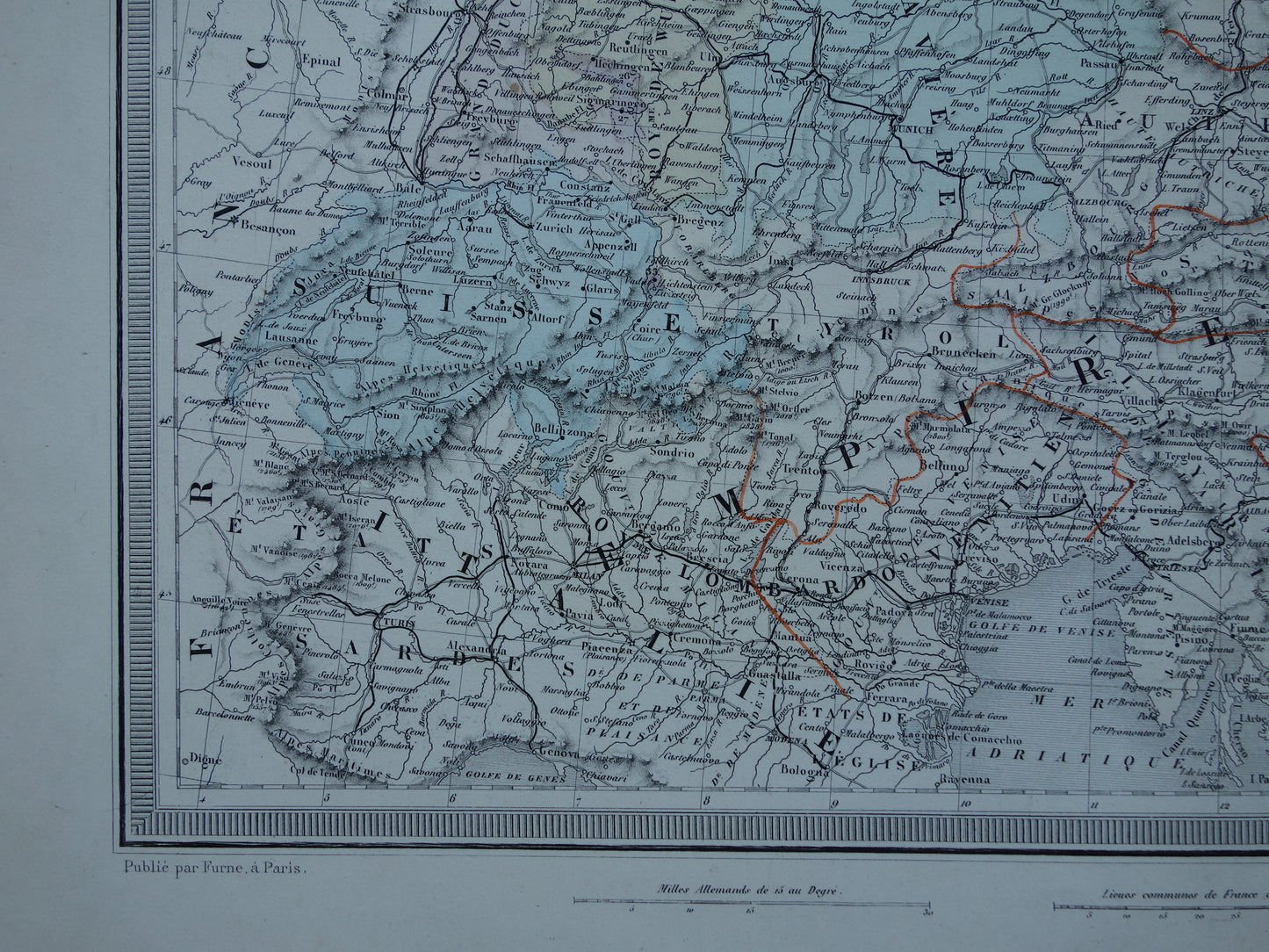 DUITSLAND Grote antieke landkaart van het Duitse Rijk Pruissen 1858 originele oude kaart Centraal Europa met Oostenrijk-Hongarije te koop