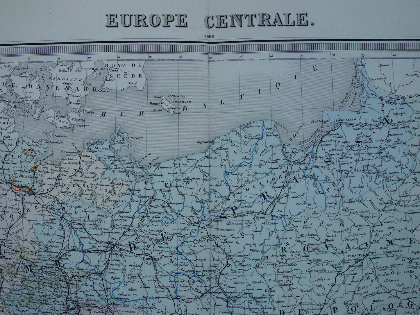 DUITSLAND Grote antieke landkaart van het Duitse Rijk Pruissen 1858 originele oude kaart Centraal Europa met Oostenrijk-Hongarije te koop