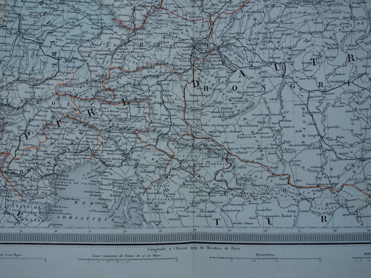 DUITSLAND Grote antieke landkaart van het Duitse Rijk Pruissen 1858 originele oude kaart Centraal Europa met Oostenrijk-Hongarije te koop
