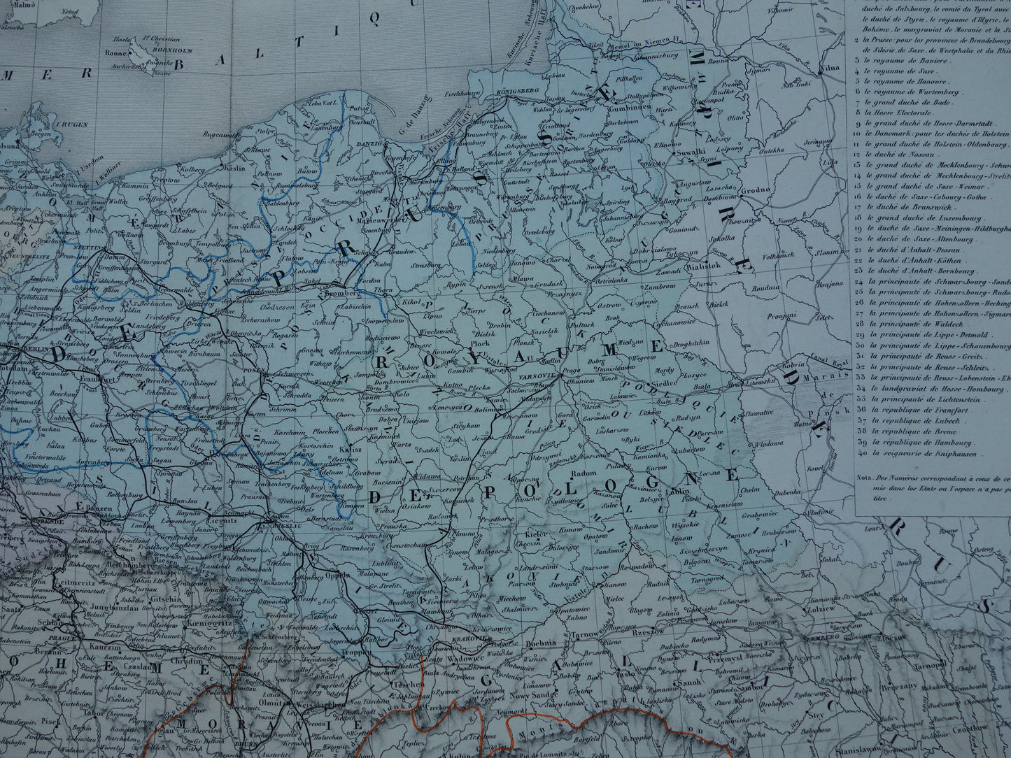 DUITSLAND Grote antieke landkaart van het Duitse Rijk Pruissen 1858 originele oude kaart Centraal Europa met Oostenrijk-Hongarije te koop