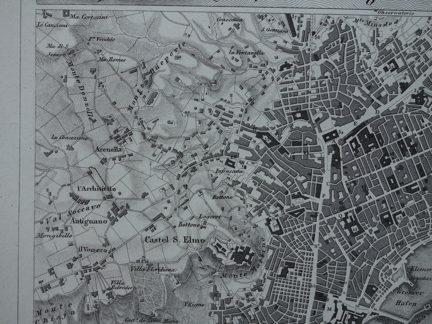 Lissabon en Napels antieke plattegrond 175+ jaar oude kaart van Lisboa Napoli uit 1849 - originele vintage kaarten