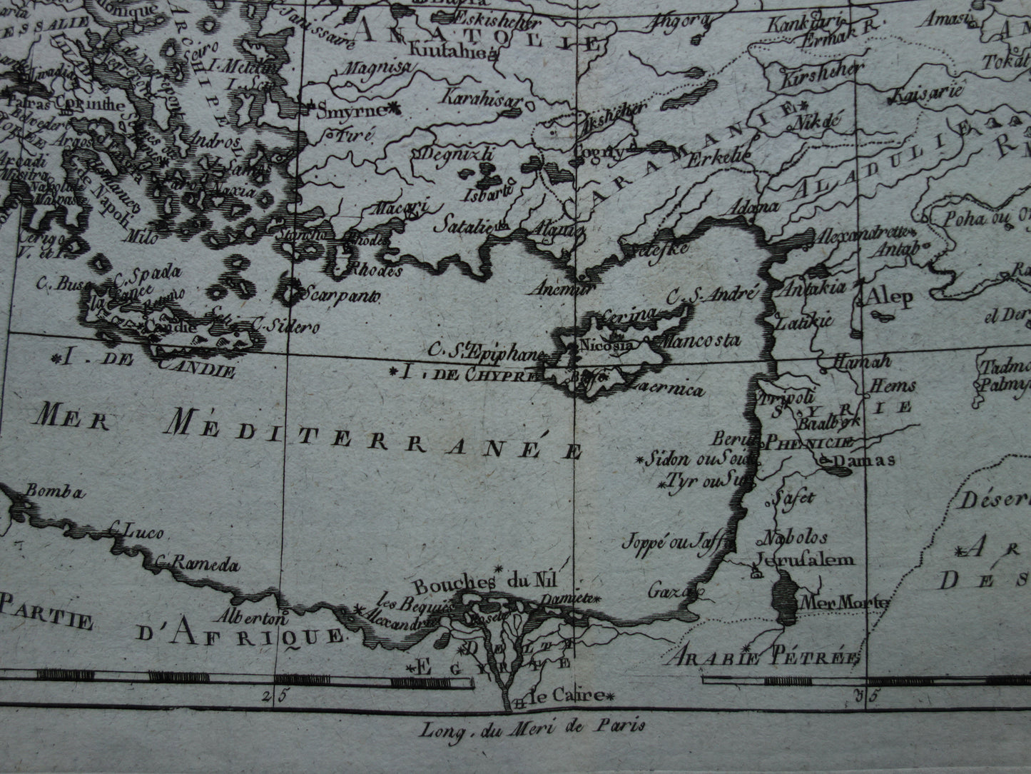 1780 Oude kaart van Ottomaanse Rijk Originele Antieke landkaart Turkije - Raynal Bonne  La Turquie d'Europe et celle d'Asie hors la partie situee dans l'Arabie