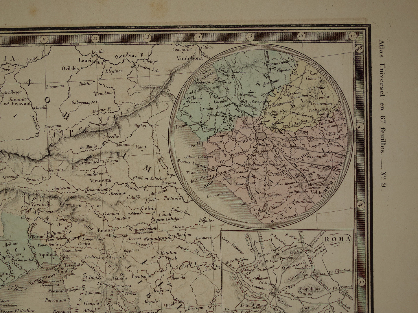 ITALIE grote oude Franse kaart van Italië in de klassieke oudheid uit 1875 originele antieke handgekleurde landkaart