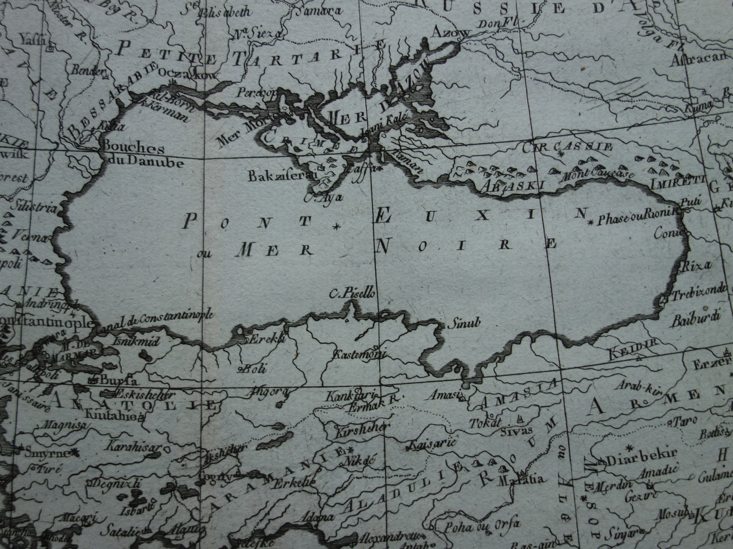 1780 Oude kaart van Ottomaanse Rijk Originele Antieke landkaart Turkije - Raynal Bonne  La Turquie d'Europe et celle d'Asie hors la partie situee dans l'Arabie