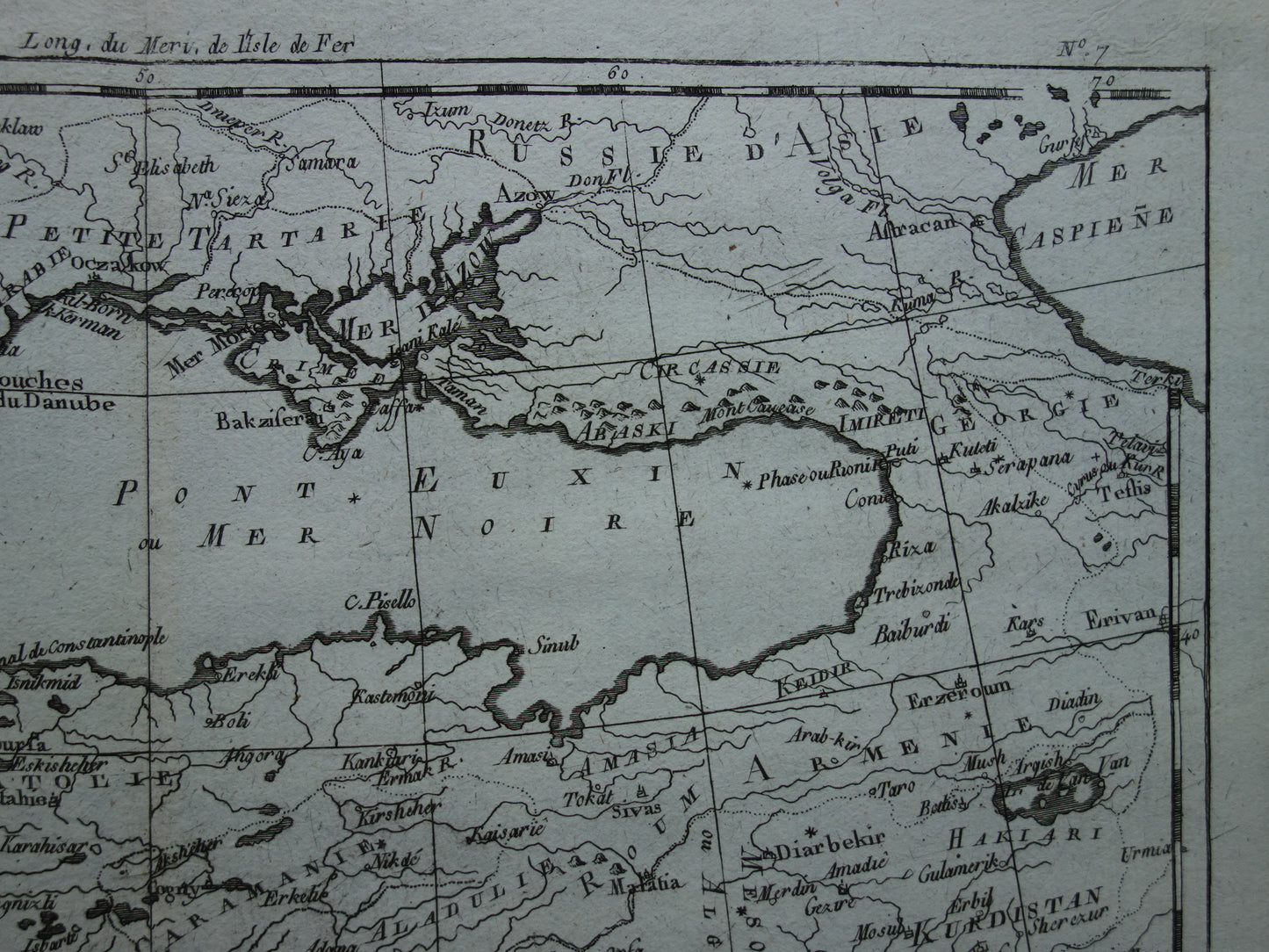 1780 Oude kaart van Ottomaanse Rijk Originele Antieke landkaart Turkije - Raynal Bonne  La Turquie d'Europe et celle d'Asie hors la partie situee dans l'Arabie