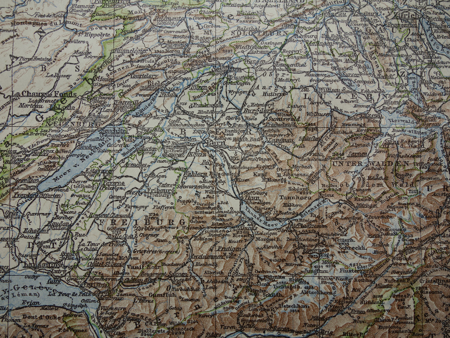 Oude kaart van Zwitserland uit 1922 originele Nederlandse vintage landkaart