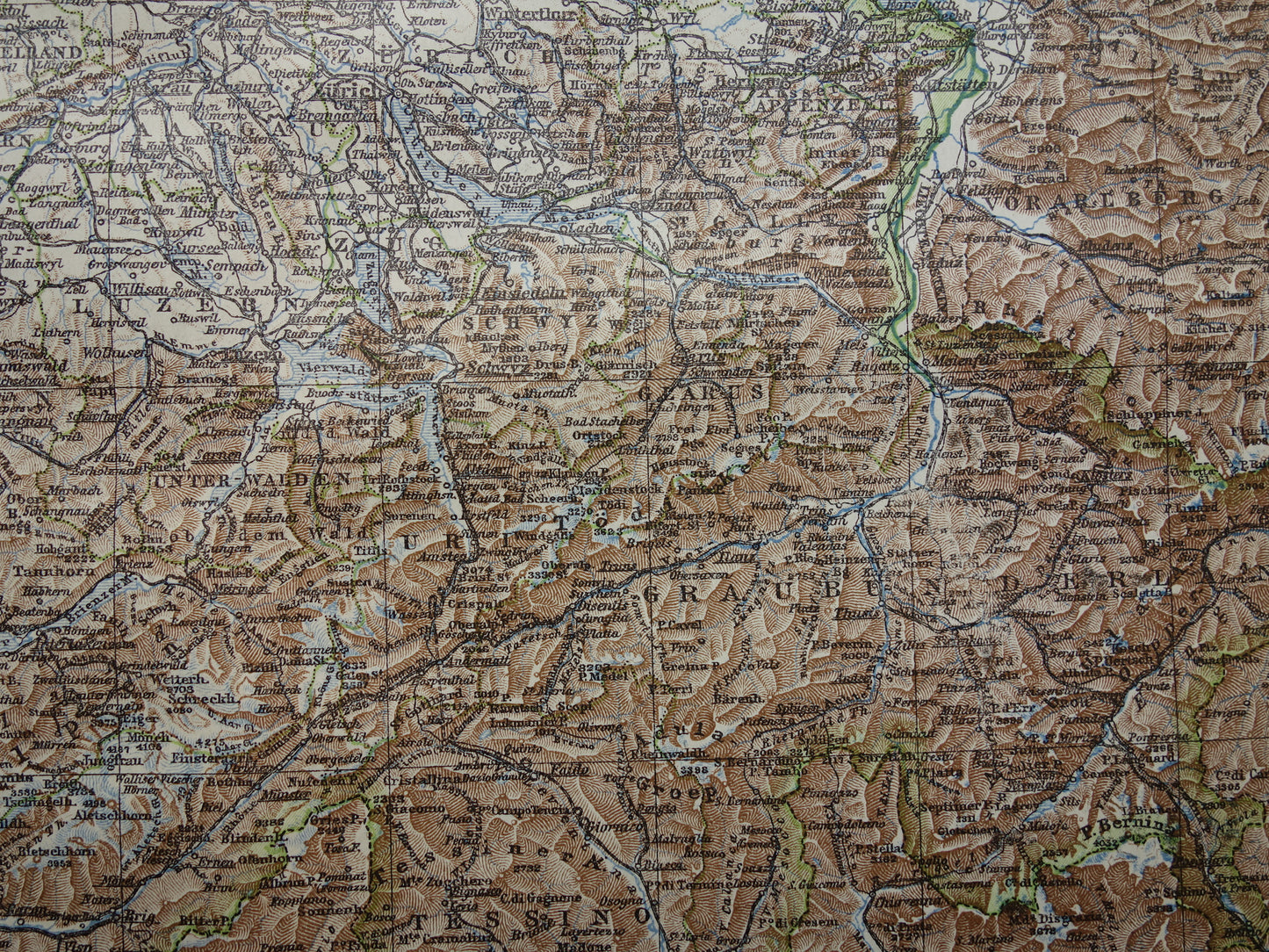 Oude kaart van Zwitserland uit 1922 originele Nederlandse vintage landkaart