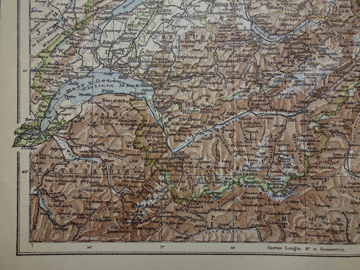 Oude kaart van Zwitserland uit 1922 originele Nederlandse vintage landkaart