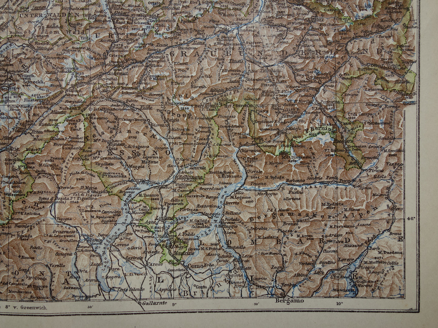 Oude kaart van Zwitserland uit 1922 originele Nederlandse vintage landkaart