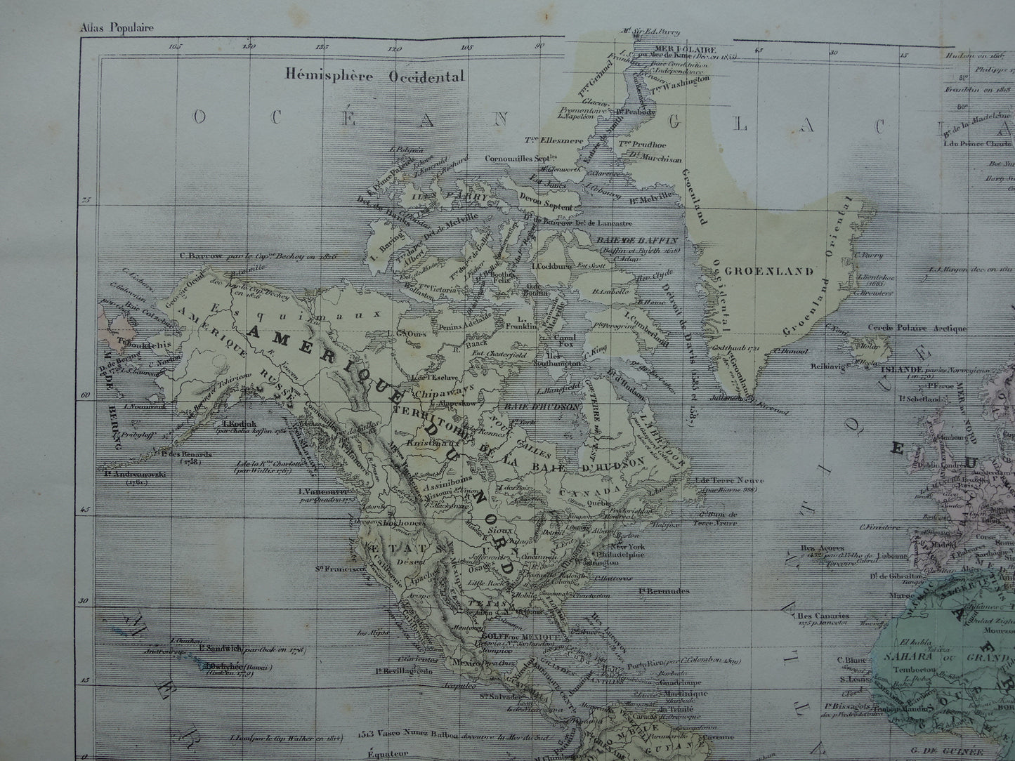 WERELDKAART oude kaart van de wereld met routes ontdekkingsreizigers 1858 originele antieke kaart over ontdekkingsreizen