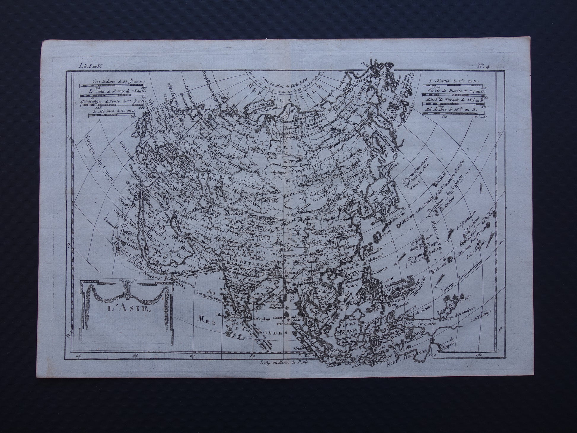 1780 Oude kaart van Azië Originele Antieke landkaart - Raynal Bonne L'Asie