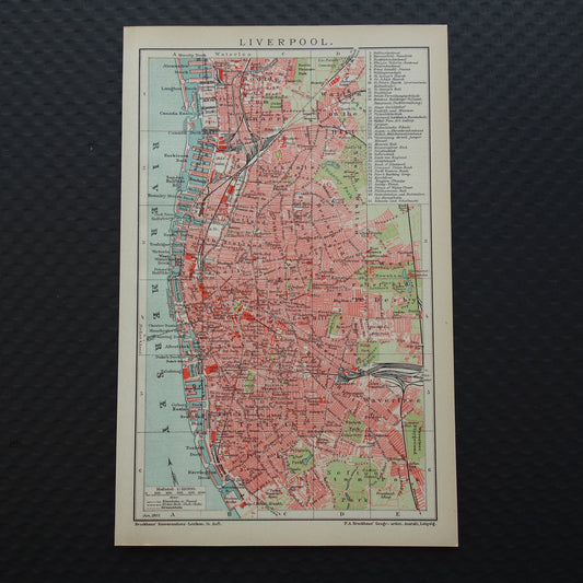 LIVERPOOL antieke plattegrond oude kaart van Liverpool uit 1907 - originele vintage historische kaarten met jaartal