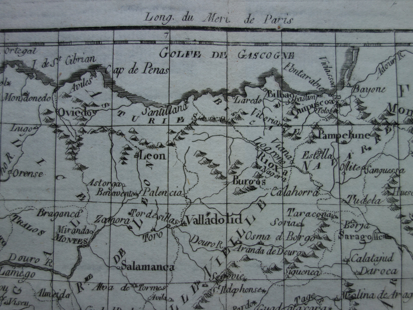1780 Oude kaart van Spanje en Portugal Originele Antieke landkaart - Raynal Bonne Les Royaumes d'Espagne et de Portugal