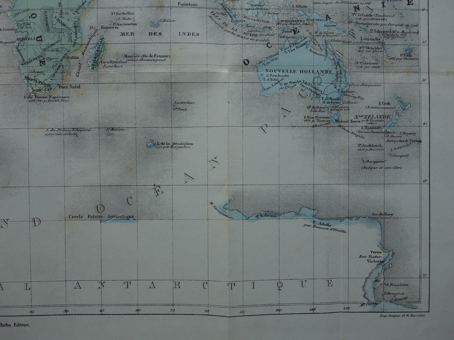 WERELDKAART oude kaart van de wereld met routes ontdekkingsreizigers 1858 originele antieke kaart over ontdekkingsreizen