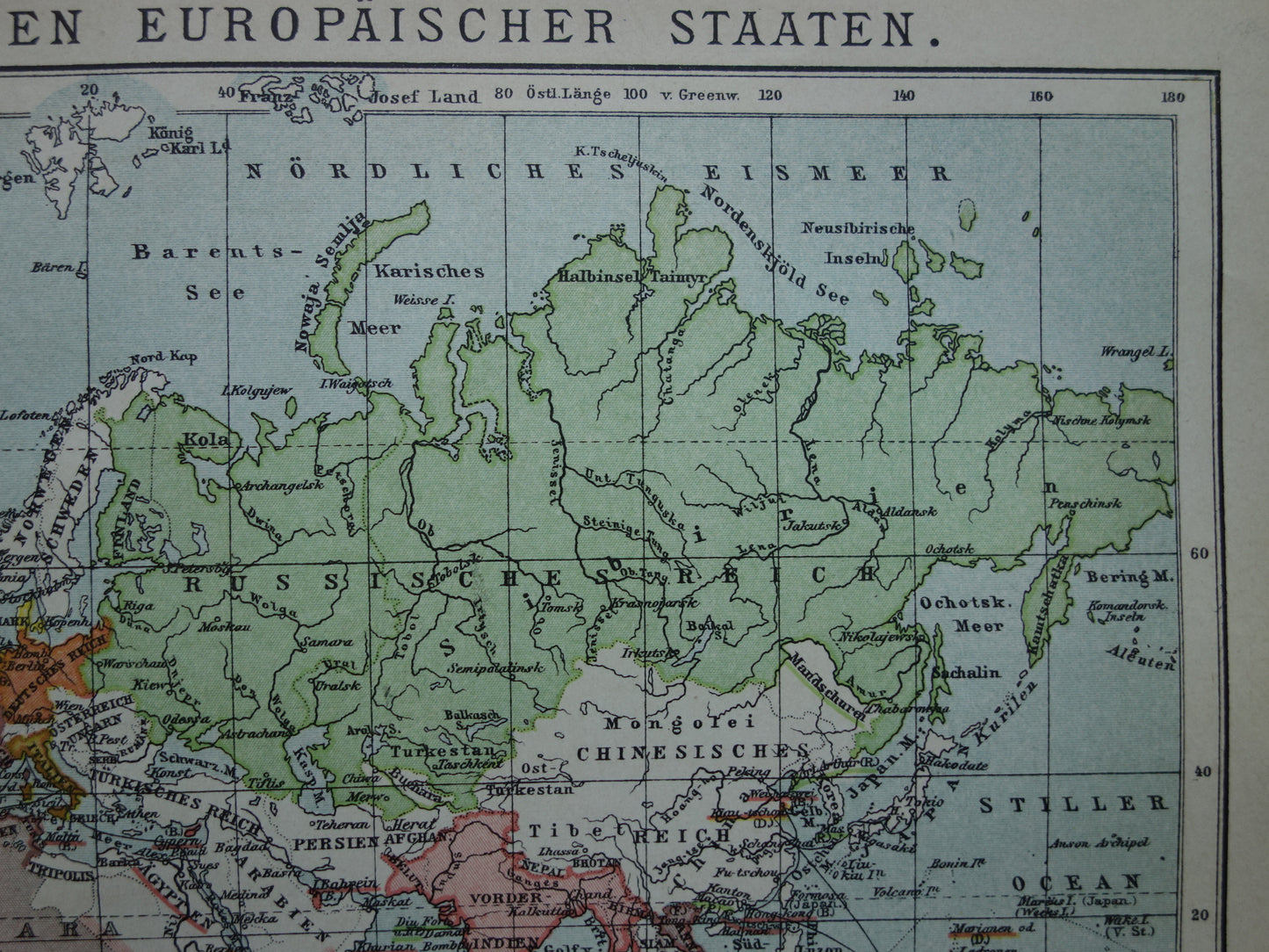 Old world map of Colonies Colonies 1902 original antique German map colonial possessions with date