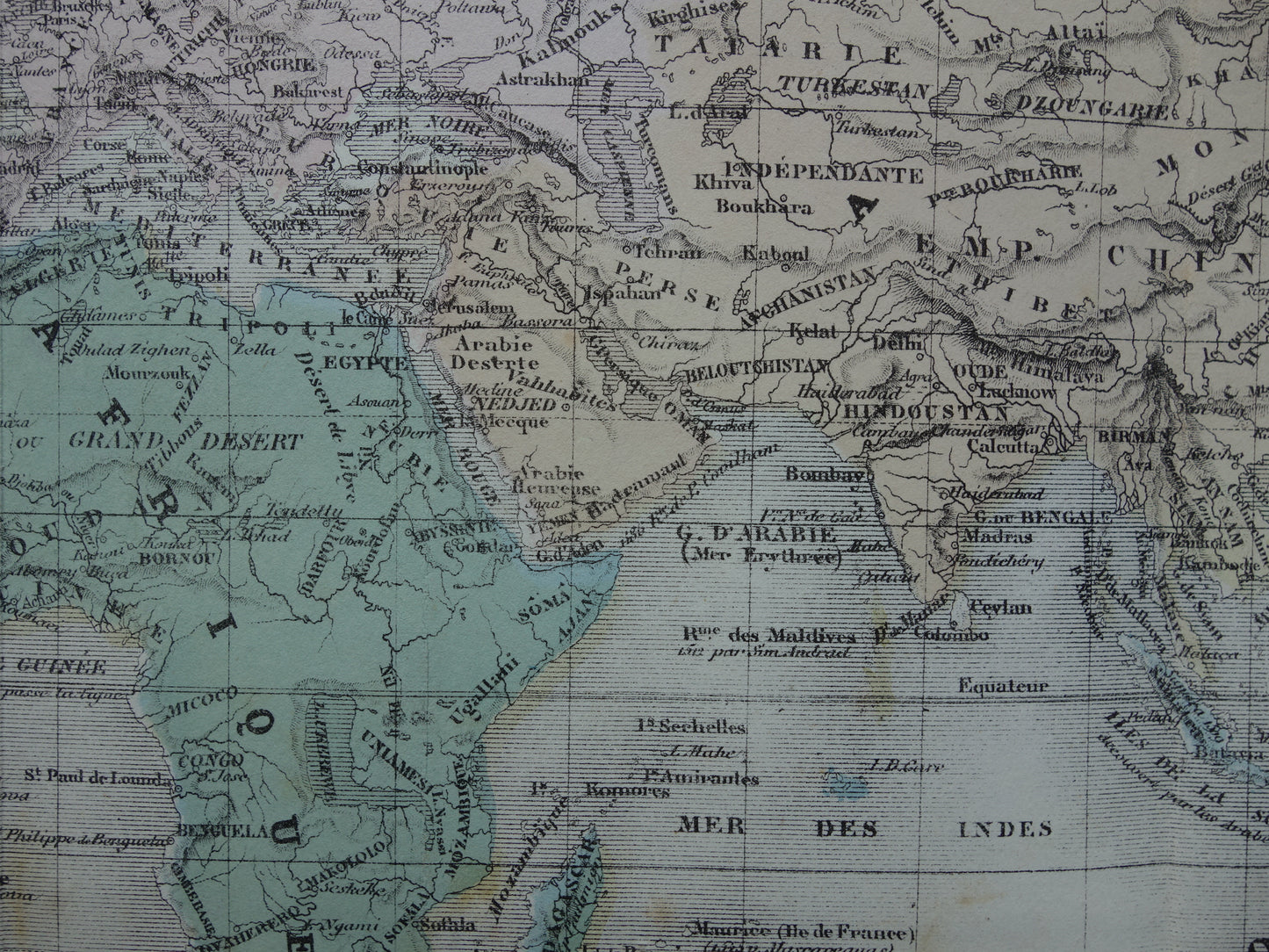 WERELDKAART oude kaart van de wereld met routes ontdekkingsreizigers 1858 originele antieke kaart over ontdekkingsreizen