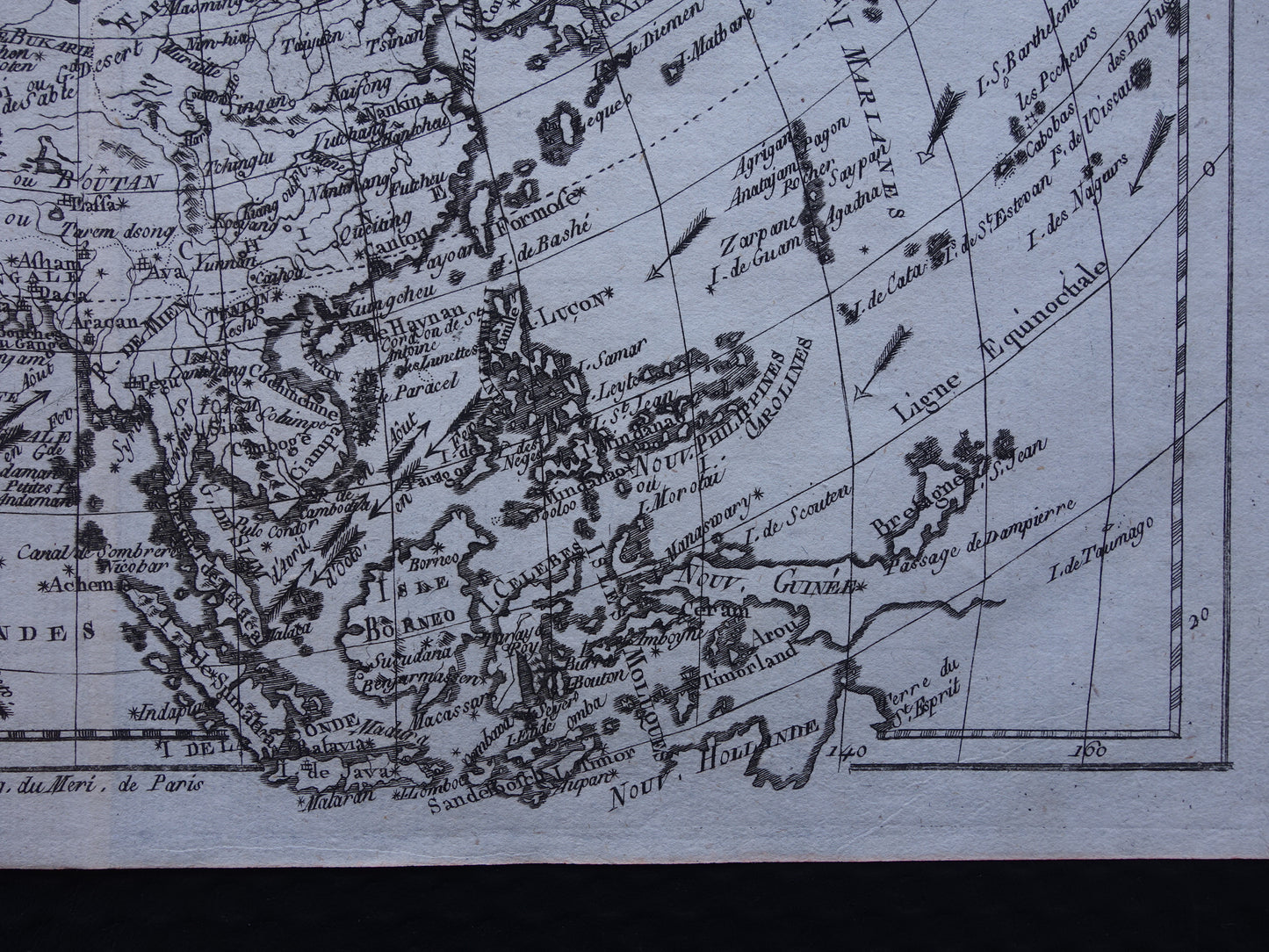 1780 Oude kaart van Azië Originele Antieke landkaart - Raynal Bonne L'Asie