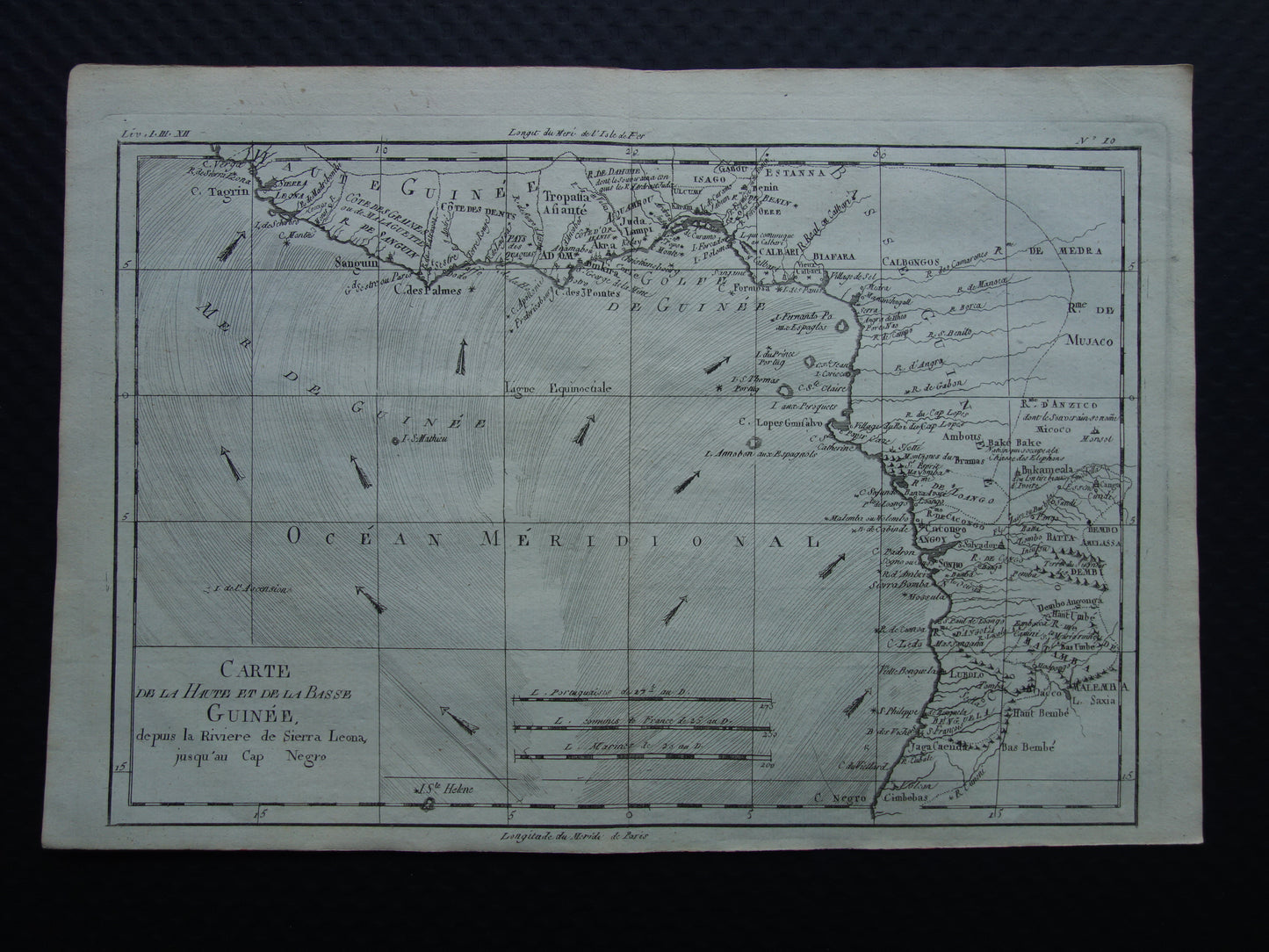 1780 Oude kaart van West-Afrika Originele Antieke landkaart Golf van Guinea Gabon Kameroen - Raynal Bonne