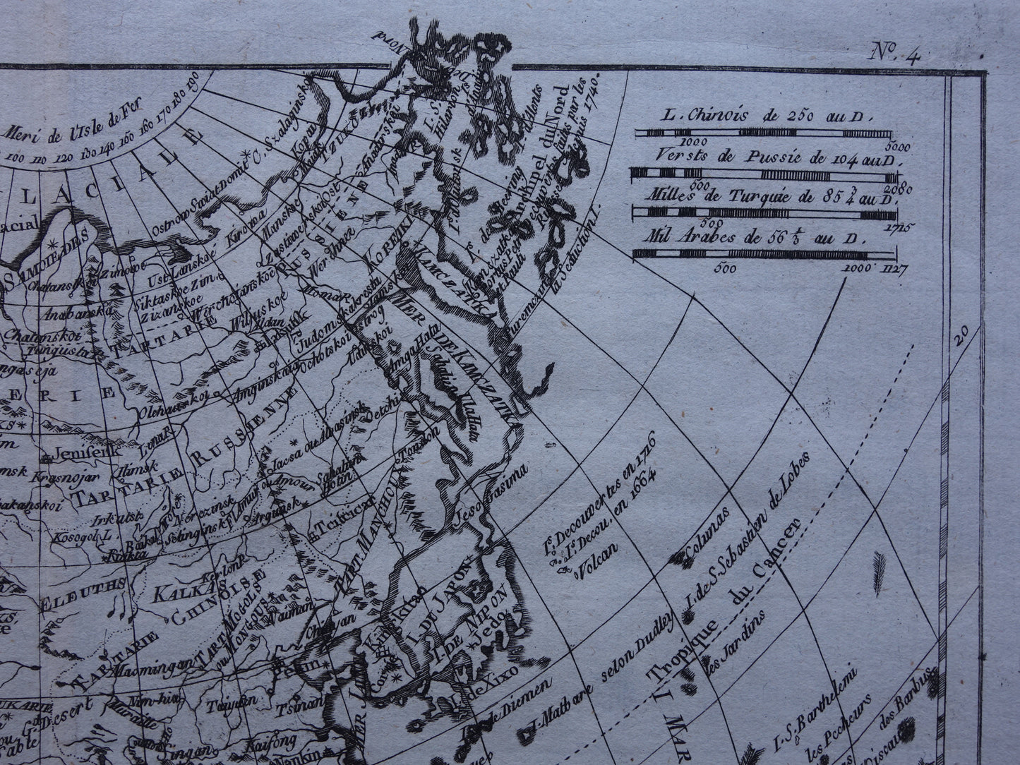 1780 Oude kaart van Azië Originele Antieke landkaart - Raynal Bonne L'Asie