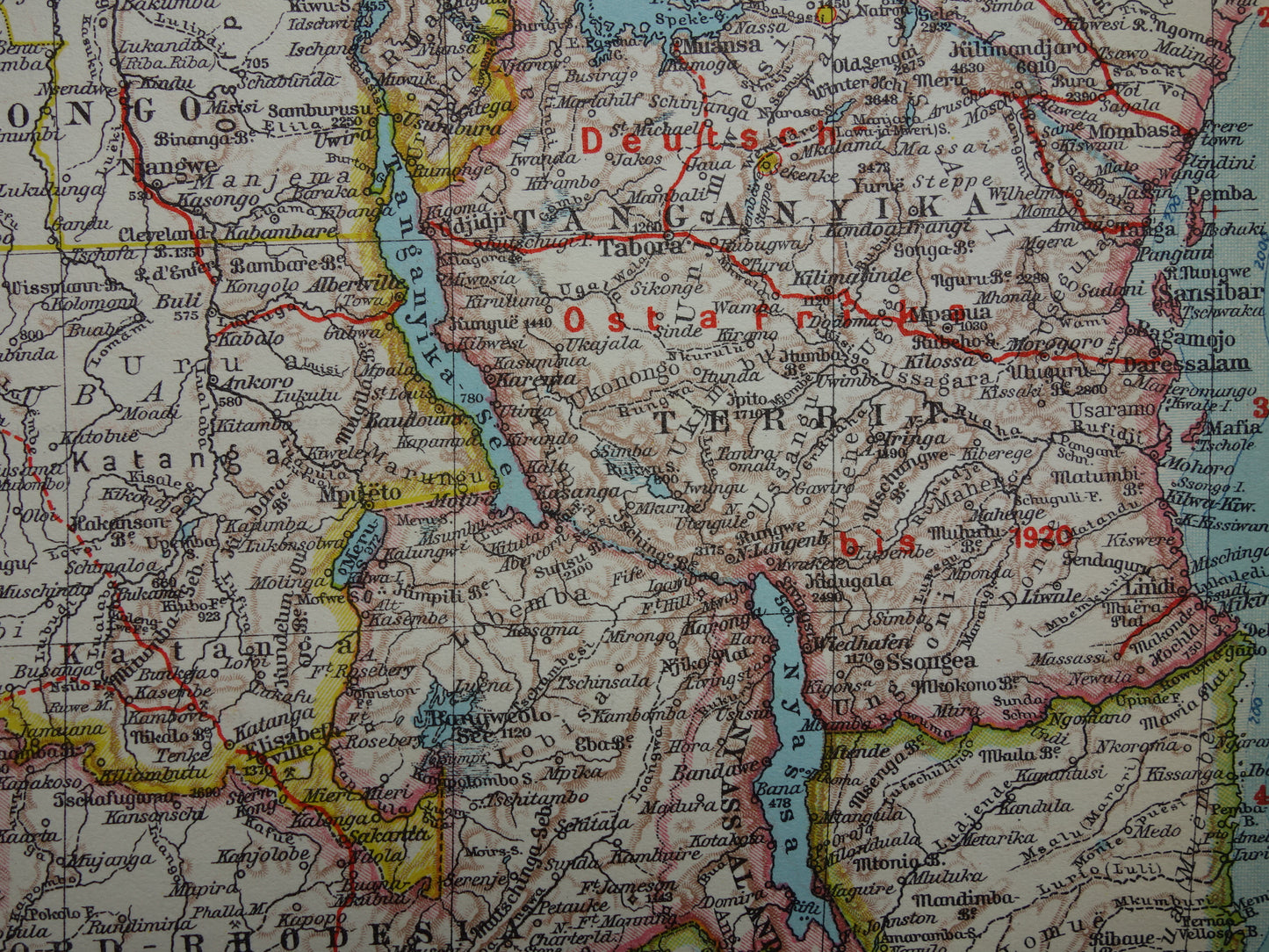 Old map of Southern Africa in 1928 original historical map of South Africa Madagascar Angola Namibia Botswana Tanzania Congo Mozambique Zambia