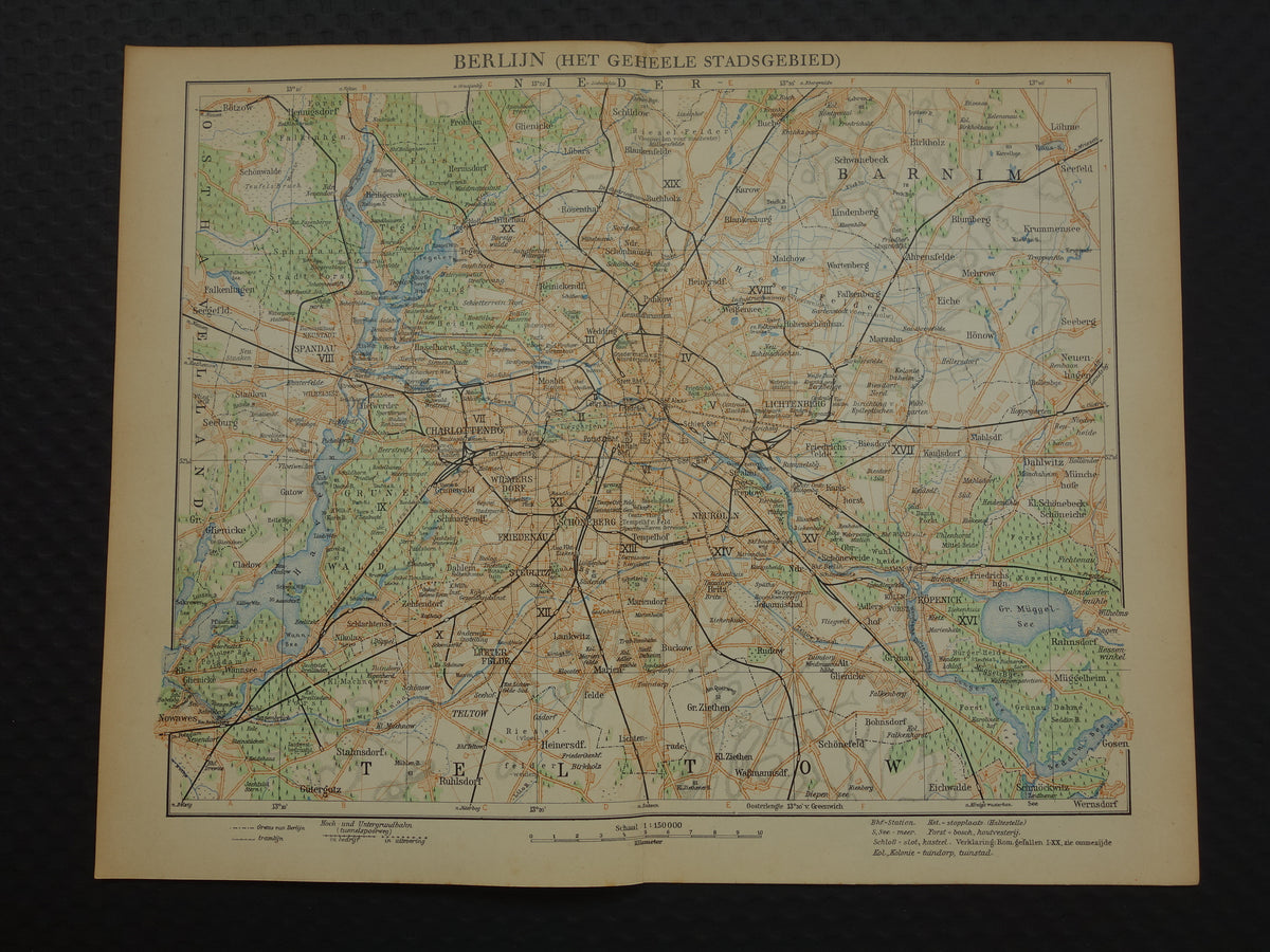 old map of Berlin in the year 1933 for sale