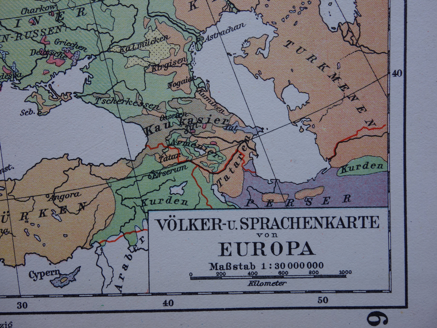 Oude kaart van Europa - kleine etnologische en linguïstische landkaart Europa- vintage kaarten