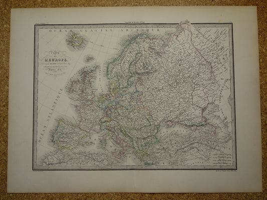 Oude Landkaart van Europa in 1851 Grote antieke kaart Europa originele vintage poster met jaartal