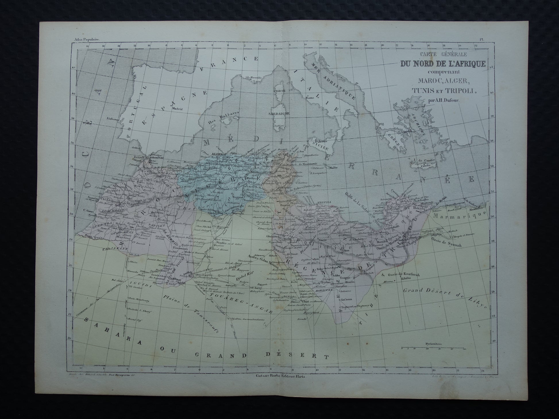 Carte generale Du Nord de l'Afrique comprenant Maroc Alger Tunis et Tripoli par A.H. Dufour