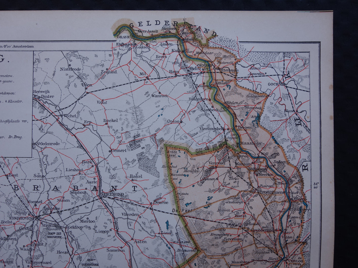 LIMBURG Oude landkaart van de provincie Limburg uit 1919 originele antieke kaart Maastricht Heerlen Roermond historische kaarten