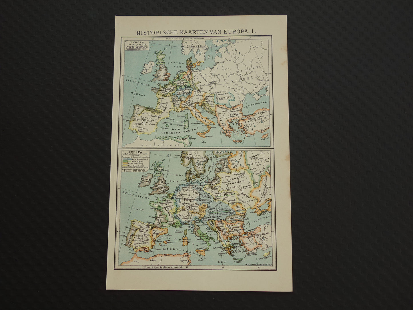 Set van 4 kleine kaarten over de Geschiedenis van Europa antieke landkaart Napoleon 1789 1815
