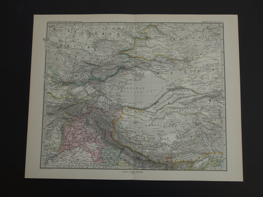 CENTRAAL-AZIË oude kaart van Tibet Kashmir Turkestan Himalaya antieke Duitse kaart Oezbekistan Kirgizië Tadzjikistan