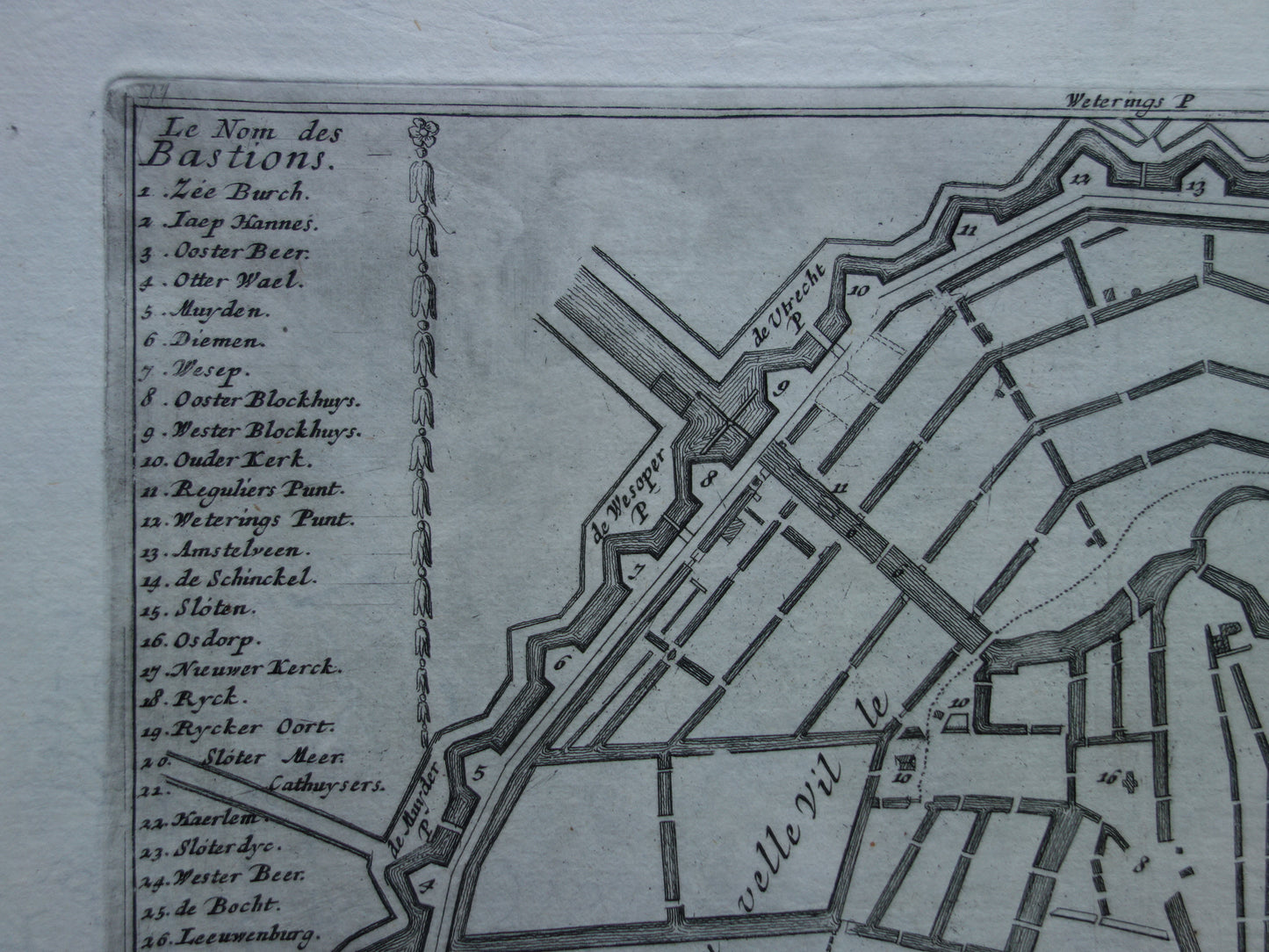 AMSTERDAM oude kaart van Amsterdam uit 1693 originele antieke plattegrond Nicolas de Fer