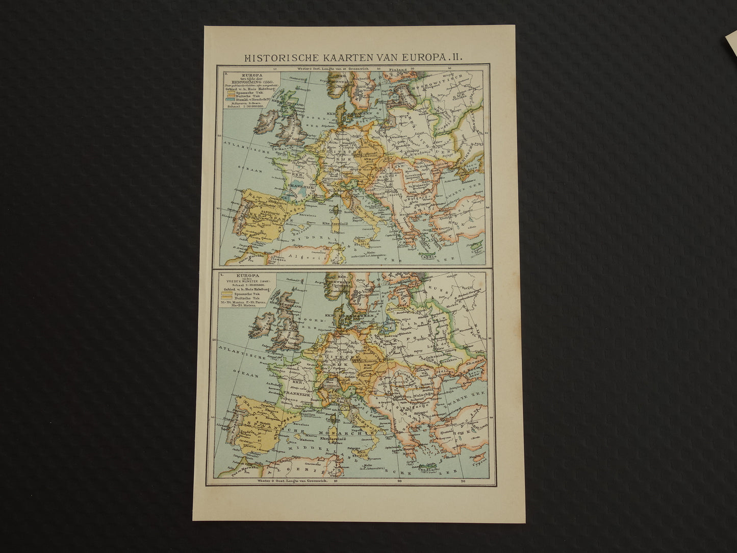 Set van 4 kleine kaarten over de Geschiedenis van Europa antieke landkaart Napoleon 1789 1815