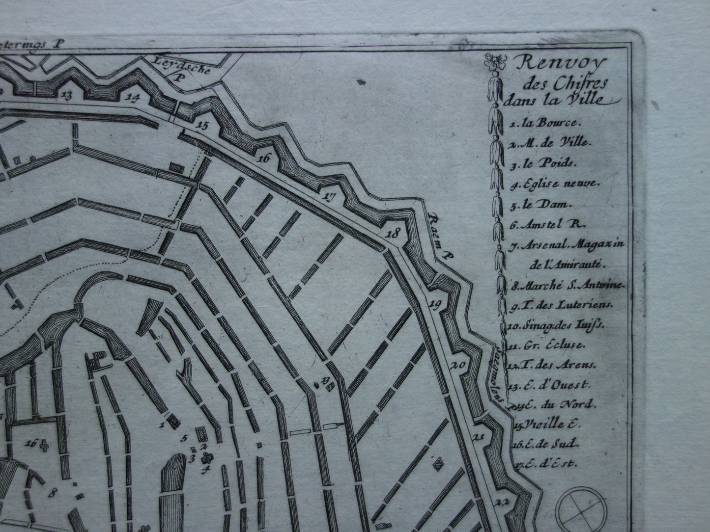 AMSTERDAM oude kaart van Amsterdam uit 1693 originele antieke plattegrond Nicolas de Fer
