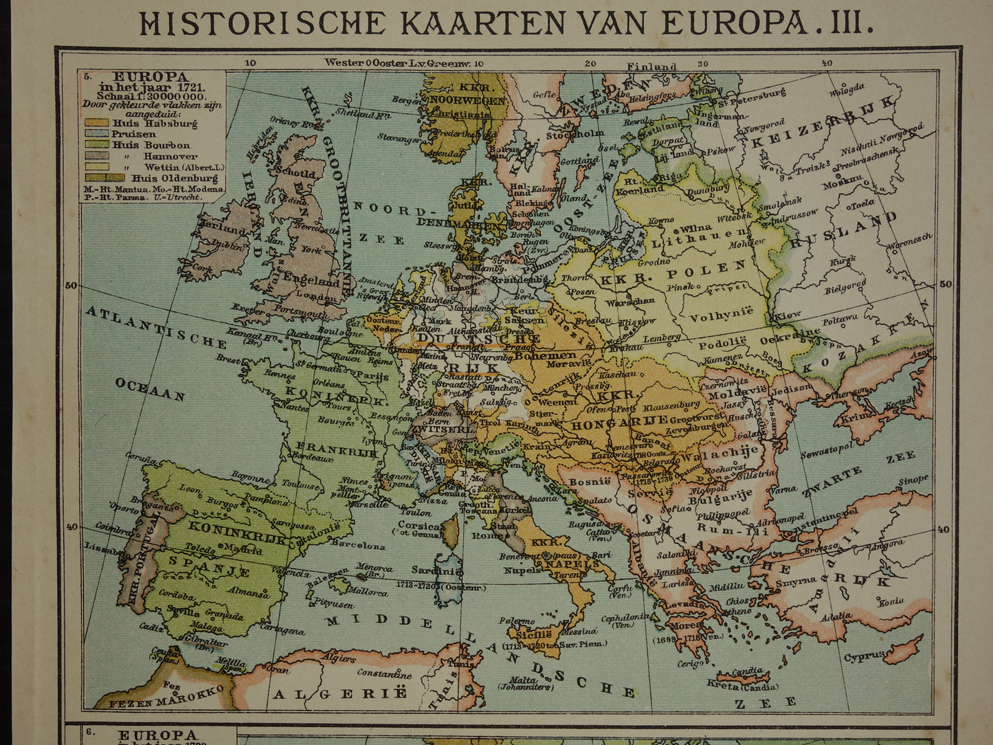Set van 4 kleine kaarten over de Geschiedenis van Europa antieke landkaart Napoleon 1789 1815