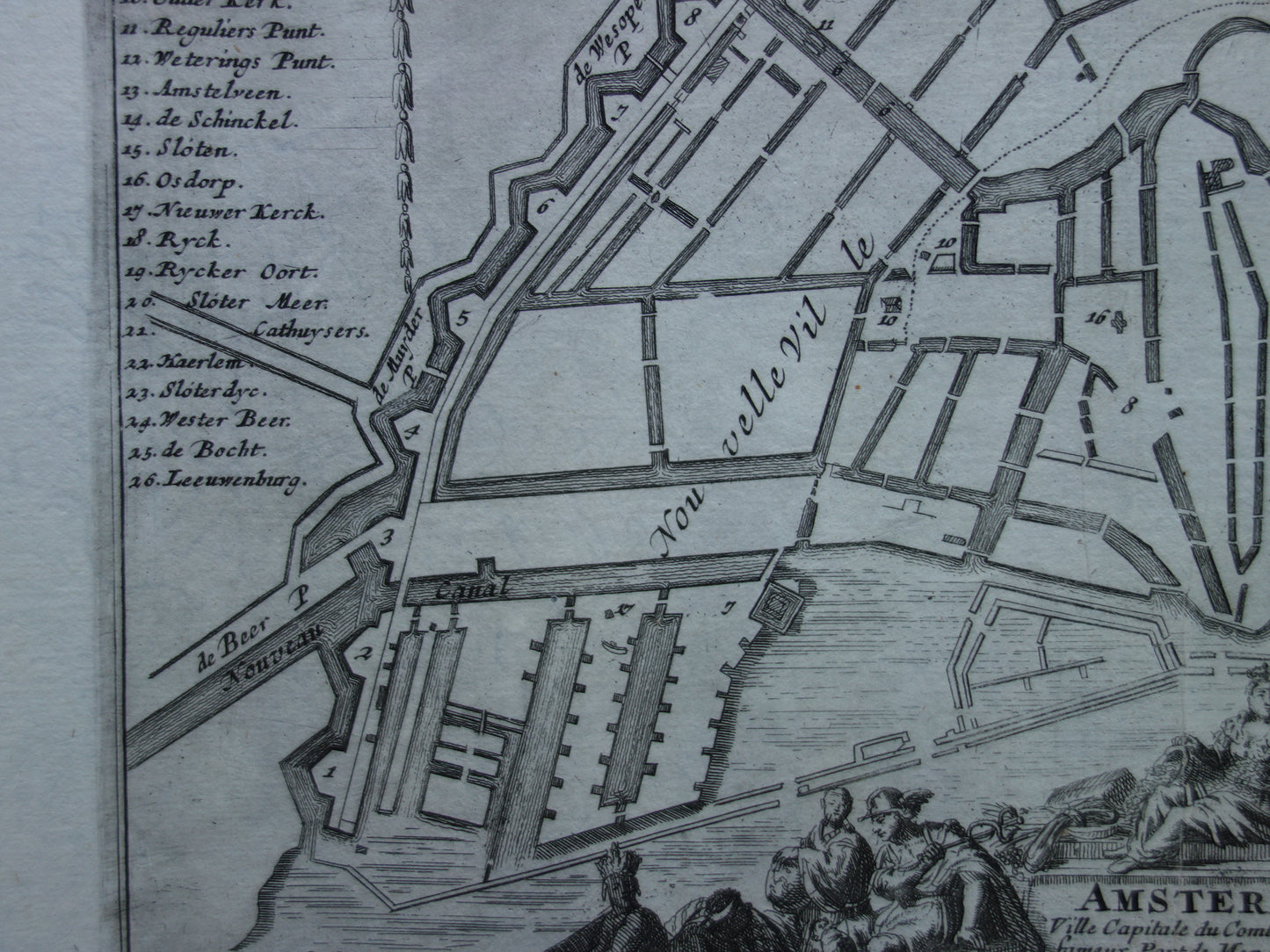 AMSTERDAM oude kaart van Amsterdam uit 1693 originele antieke plattegrond Nicolas de Fer
