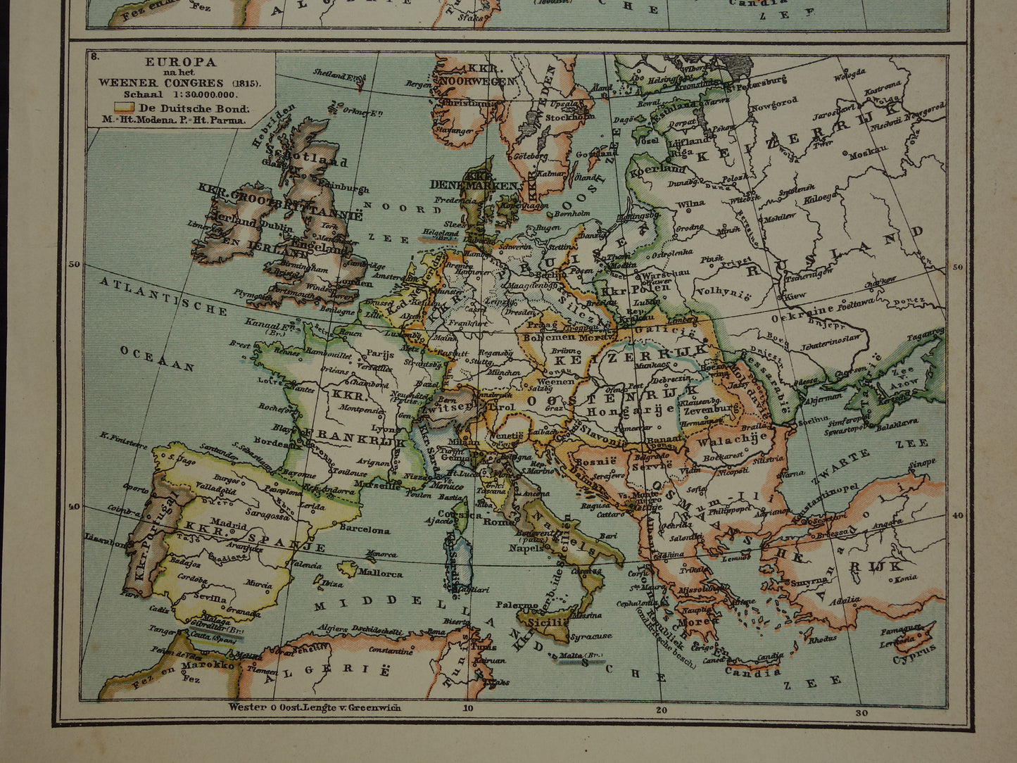 Set van 4 kleine kaarten over de Geschiedenis van Europa antieke landkaart Napoleon 1789 1815